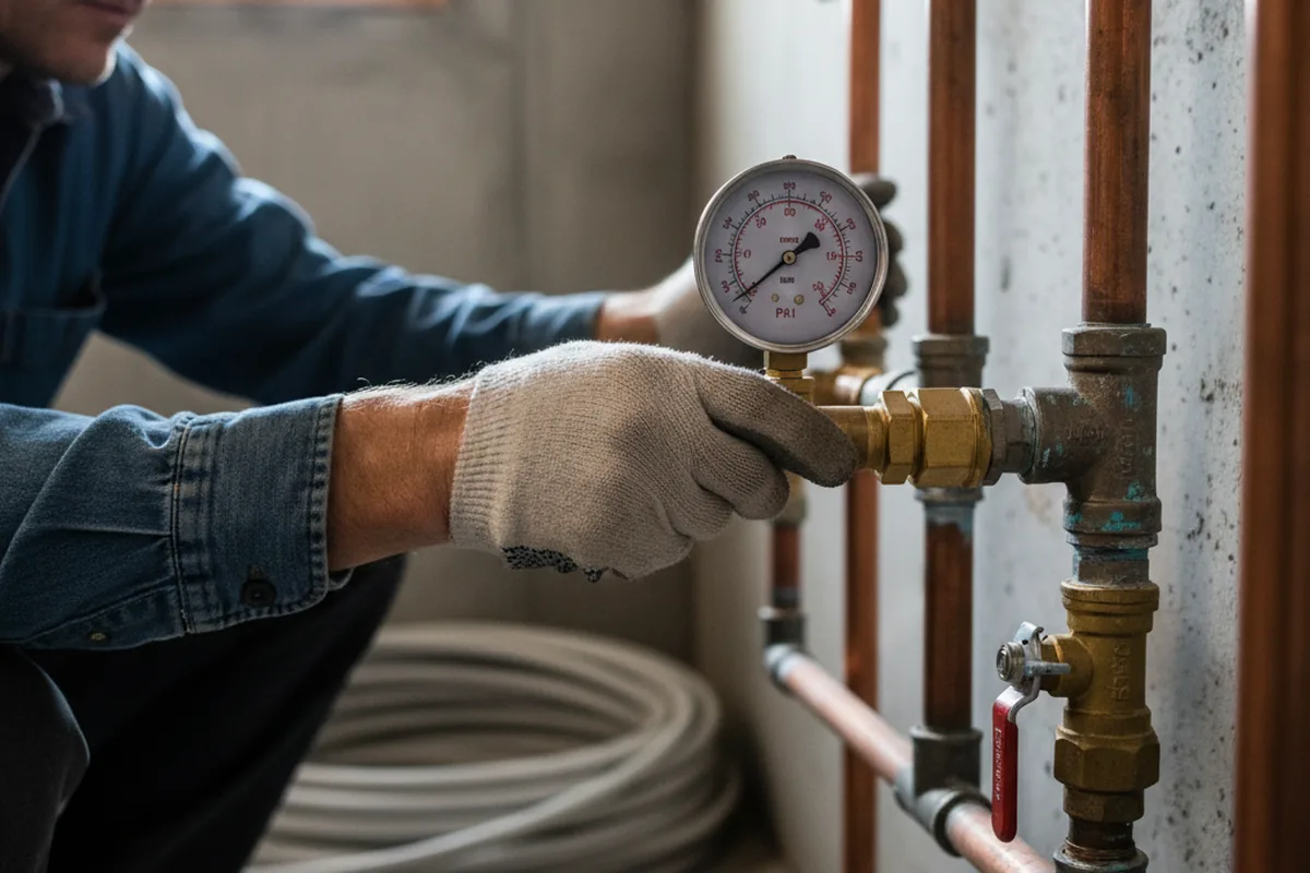 Pressure testing a repaired line during Water Line Repair in Jersey